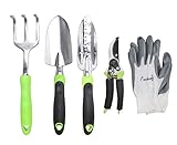 Finnhomy 5 Piece Garden Tools, Gardening Tools, Gardening Hand Tools, Gardening Gift Tool Set for Women, Garden Kit with Pruning Shears & Gardening Gloves photo / $17.99