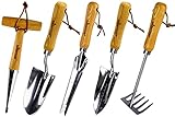 Gardtech Garden Tool Set, 5 Pcs Gardening Tool Set with Weeder Puller, Dibber, Transplanter, Big Trowel, 5-Claw Cultivator - Wooden Handle Heavy Duty Stainless Steel Gardening Hand Tools photo / $34.99