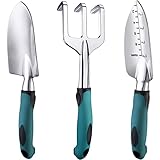 FANHAO 3-teiligem Gartenwerkzeug Set, Gartengeräte Set aus Edelstahl, Gartenset Werkzeug, Handkelle, Pflanzkelle, Harke foto / 19,98 €