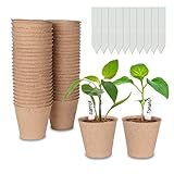 Cymax 50 Piezas Macetas de Turba Biodegradables, Macetas redondas de fibra de 8 cm con 50 etiquetas de plantas, plantas de hierbas biodegradables,flores,semillas de inicio,macetas de jard foto / 16,99 €