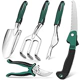 FiveJoy Garden Tool Set, 5 Piece Aluminum Alloy Steel Hand Tool Starter Kit, Outdoor Tool, Heavy Duty Gardening Work Set with Ergonomic Handle, Gardening Tools Gift for Women and Men photo / $25.99