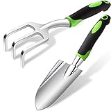 Gardening Tools Set, Garden Hand Shovel Garden Trowel Cultivator Rake with Rubberized Anti-Slip Handle Aluminum Alloy Planting Tools for Gardening, Transplanting, Weeding, Moving and Digging (Green) photo / $13.99