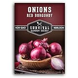 Survival Garden Seeds - Red Burgundy Onion Seed for Planting - Packet with Instructions to Plant and Grow Delicious Red Short Day Onions in Your Home Vegetable Garden - Non-GMO Heirloom Variety photo / $4.99