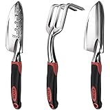 ESOW Garden Tool Set, 3 Piece Cast-Aluminum Heavy Duty Gardening Kit Includes Hand Trowel, Transplant Trowel and Cultivator Hand Rake with Soft Rubberized Non-Slip Ergonomic Handle, Garden Gifts photo / $19.80