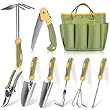 WisaKey Garden Tools Set, 9 Piece Stainless Steel Gardening Tools Set for Starter, Non-Slip Ergonomic Heavy Duty Gardening Kit with Durable Organizer Storage Bag, Gardening Tools - Gifts for Women Men photo / $39.99