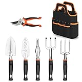 KUBABA Garden Tools Set 7 Pieces Heavy Duty Aluminum Gardening Kit with Soft Rubber Anti-Skid Ergonomic Handle with Storage Organizer Durable Storage Tote Bag Garden Gifts Tools for Men Women photo / $17.99