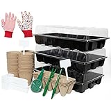 Vumdua Seed Starter Kit for Vegetables, Herbs, Fruits, Flowers - Peat Pots, Plant Markers, Seedling Tray, 10 Grid Peat Germination Trays, Gardening Tools, Plastic Seeder & Pair of Gloves photo / $21.95