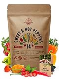 14 Sweet & Hot Peppers Seeds Variety Pack 700 Seeds Non-GMO Peppers Seeds for Planting Outdoor & Indoor Home Gardening Anaheim Jalapeno Habanero Cayenne Serrano Poblano Cubanelle Pepperoncinis & More photo / $18.99 ($1.36 / Count)