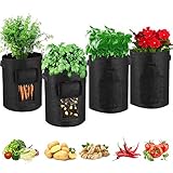 Pflanzen Tasche, 4 Stück Kartoffel Pflanzbeutel, Pflanzsack mit Griffe aus Filzstoff Grow Bag für Kartoffeln, Tomaten, Blumen, Süßkartoffeln und Mehr foto / 15,59 €