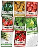 Heirloom Hot Salsa Growing Seed Packets 8 Varieties Habanero, Jalapeno, Serrano Peppers, Roma, San Marzano Tomato, Cilantro, Green Onion, Tomatillo for Garden Non-GMO Heirloom Gardeners Basics photo / $15.95 ($1.99 / Count)