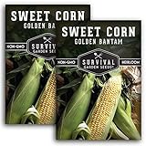 Survival Garden Seeds - Golden Bantam Sweet Corn Seed for Planting - Packet with Instructions to Plant and Grow Yellow Corn on The Cob Your Home Vegetable Garden - Non-GMO Heirloom Variety - 2 Pack photo / $7.99 ($4.00 / Count)