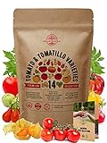 14 Rare Tomato & Tomatillo Garden Seeds Variety Pack for Planting Outdoors & Indoor Home Gardening 800+ Non-GMO Heirloom Tomato & Tomatillo Seeds: Beefsteak, Roma, Pear, Thai, Cherry Tomatoes & More photo / $18.99 ($1.36 / Count)