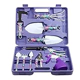 Garden Tools Set, JUMPHIGH 10 Pieces Gardening Tools with Purple Floral Print, Ergonomic Handle Trowel Rake Weeder Pruner Shears Sprayer, Garden Hand Tools with Carrying Case Gardening Gifts for Women photo / $36.99