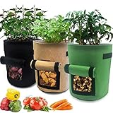 Nicheo 3 Pcs 7 Gallon Grow Bag Easy to Harvest Planter Pot with Flap and Handles Garden Planting Grow Bags for Potato Tomato and Other Vegetables Breathable Nonwoven Fabric Cloth photo / $19.99