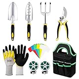 MojiDecor Gartenwerkzeug Set, 18-teiliges Gartengeräte Set, Gartengeräte mit Handschaufel/Gartengabel/Blumenschere/Pflanzmaschine/Aufbewahrungstasche/Gartenhandschuhen foto / 22,99 €