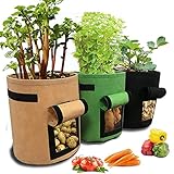 3 Pcs 10 Gallon Potato Grow Bags, Vegetables Planter Bags Growing Container for Potato Cultivation Grow Bags, Breathable Nonwoven Fabric Cloth,Easy to Harvest(10 Gallon) photo / $19.99