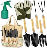 Scuddles Garden Tools Set - 8 Piece Heavy Duty Gardening Kit with Storage Organizer, Ergonomic Hand Digging Weeder Rake Shovel Trowel Sprayer Gloves Gift for Men Or Women photo / $26.99