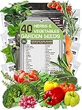 Ultimate Set of 40 Vegetable and Herb Seeds Packets for Planting Outdoors and Indoors - Good for Hydroponic Garden - Heirloom and Non GMO - Tomatoes, Cucumber, Bell Pepper, Chives, Cilantro and Others photo / $38.83 ($0.97 / Count)