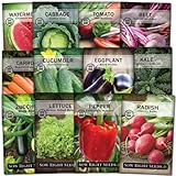 Sow Right Seeds - Classic Vegetable Garden Seed Collection for Planting - Non-GMO Heirloom Beets, Cabbage, Carrot, Cucumber, Eggplant, Kale, Lettuce, Tomato, Peppers, Radish, Watermelon, and Zucchini photo / $13.99 ($1.17 / Count)