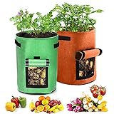 Yisscen 2pcs Bolsas de Cultivo de Papa, 10 Galones Bolsas de Fieltro para Plantas, Maceta de Cultivo de Patatas, Respirable Bolsa de Cultivo con Asas, para Zanahoria, Tomate, Cebolla(Naranja + Verde) foto / 14,98 €