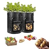 HomeFoundry 10 Gallon Potato Grow Bags – 2 Pack Portable Aeration Fabric with Hook & Loop Window Garden Planting Bags for Vegetables-Carrots-Onion & Tomato’s photo / $8.99