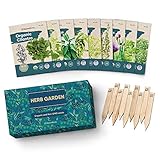 9 Herb Garden Seeds for Planting - USDA Certified Organic Herb Seed Packets - Non GMO Heirloom Seeds - Plant Markers & Gift Box - Tulsi Holy Basil, Cilantro, Mint, Dill, Sage, Arugula, Thyme, Chives photo / $14.77 ($1.64 / Count)