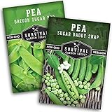 Survival Garden Seeds Sugar Peas Collection Seed Vault - Oregon Sugar Pod II Pea & Sugar Daddy Snap Pea - Non-GMO Heirloom Varieties to Grow Delicious Cool Weather Vegetables on Your Homestead photo / $7.99