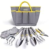 Jardineer Garden Tools Set, 8PCS Heavy Duty Garden Tool Kit with Outdoor Hand Tools, Garden Gloves and Storage Tote Bag, Gardening Tools Gifts for Women and Men photo / $28.99