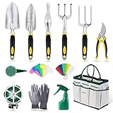 YISSVIC Gartenwerkzeug Set 12-teiliges Gartengeräte Set Gartenschere Gartenhandschuhe Gartentasche und Garten-Sprüher aus Edelstahl Gelb foto / 31,99 €