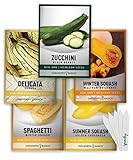 Squash Seeds for Planting 5 Individual Packets - Zucchini, Delicata, Butternut, Spaghetti and Golden Crookneck for Your Non GMO Heirloom Vegetable Garden by Gardeners Basics photo / $10.95 ($2.19 / Count)