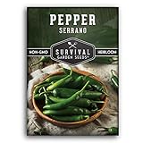 Survival Garden Seeds - Serrano Pepper Seed for Planting - Packet with Instructions to Plant and Grow Spicy Mexican Peppers in Your Home Vegetable Garden - Non-GMO Heirloom Variety photo / $4.99