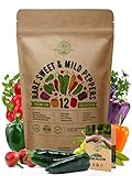 12 Rare Sweet & Mild Pepper Seeds Variety Pack for Planting Indoor & Outdoors. 600+ Non-GMO Pepper Garden Seeds: California Wonder Bell, Anaheim, Poblano, Cubanelle, Pepperocini, Banana Peppers & More photo / $16.99 ($1.42 / Count)