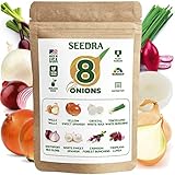 Seedra 8 Onion Seeds Variety Pack - 200+ Non GMO, Heirloom Seeds for Indoor Outdoor Hydroponic Home Garden - Walla Walla, Yellow Sweet Spanish, Crystal White Wax, Tokyo Long White Bunching & More photo / $13.99