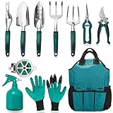 FiveJoy Garden Tool Set, 11 Piece Aluminum Alloy Steel Hand Tool Starter Kit with Garden Bag, Outdoor Tool, Heavy Duty Gardening Work Set with Ergonomic Handle, Gardening Tools-Gift for Women and Men photo / $38.99