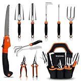 Garden Tool Set,10 PCS Stainless Steel Heavy Duty Gardening Tool Set with Soft Rubberized Non-Slip Ergonomic Handle Storage Tote Bag,Gardening Tool Set Gift for Women and Men photo / $39.99