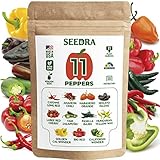 Seedra 11 Sweet and Hot Pepper Seeds Variety Pack - 730+ Non GMO, Heirloom Seeds for Indoor Outdoor Hydroponic Home Garden - Cayenne, Anaheim, Cherry, Habanero, Sweet Bell Peppers, Hungarian & More photo / $16.99