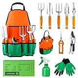 UKOKE Garden Tool Set, 12 Piece Aluminum Hand Tool Kit, Garden Canvas Apron with Storage Pocket, Outdoor Tool, Heavy Duty Gardening Work Set with Ergonomic Handle, Gardening Tools for women men photo / $30.05