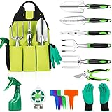 Mr Rabbi Garden Tools Set, 11 Piece Heavy Duty Gardening Tools for Gardening with Non-Slip Rubber Grip, Outdoor Hand Tools, Storage Tote Bag, Aluminum Garden Kit, Gardening Gifts for Men Women photo / $29.99