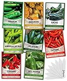 Pepper Seeds for Planting 8 Varieties Pack, Jalapeno, Habanero, Bell Pepper, Cayenne, Hungarian Hot Wax, Anaheim, Serrano, Ancho Seeds for Planting in Garden Non GMO, Heirloom Seeds Gardeners Basics photo / $15.95 ($1.99 / Count)