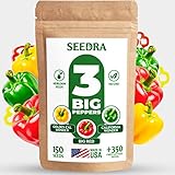 SEEDRA 3 Bell Peppers - 150 Seeds of California Wonder, Golden Cal Wonder, Big Red Bell Pepper for Planting - Variety Pack of Red, Yellow and Green Peppers and Free 350+ Lettuce Buttercrunch Seeds photo / $10.88