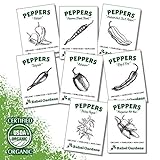 Hot Pepper Seeds - Organic Heirloom Chili Seed Variety Pack for Planting - Cayenne, Jalapeno, Habanero, Poblano, and More photo / $11.19