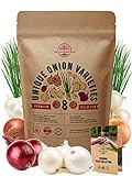 8 Onion Seeds Variety Pack Heirloom, Non-GMO, Onion Seed Sets for Planting Indoors, Outdoors Gardening. 1600+ Seeds: Walla Walla, Green Onion, Red Burgundy, White & Yellow Sweet Spanish Onions & More photo / $14.99 ($1.87 / Count)