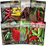 Sow Right Seeds - Hot and Sweet Pepper Seed Collection for Planting - Banana, Chocolate, Cayenne, California Wonder, Jalapeno, Poblano, Cubanelle and Serrano Peppers - Non-GMO Heirloom Seeds to Plant photo / $14.99 ($1.87 / Count)